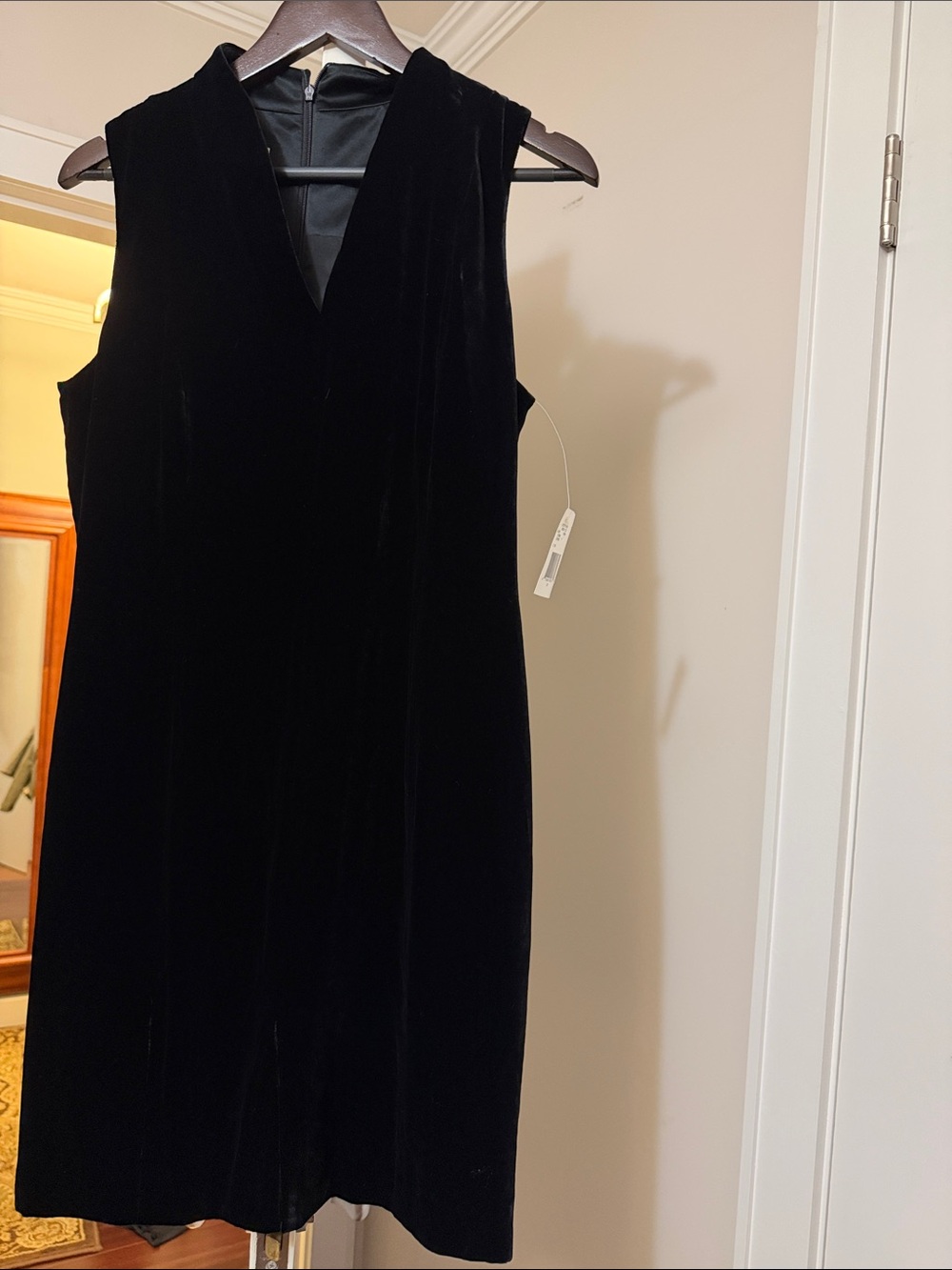 Jones New York silk blend Classic Sleeveless Black Velvet sleeveless Dress 12P